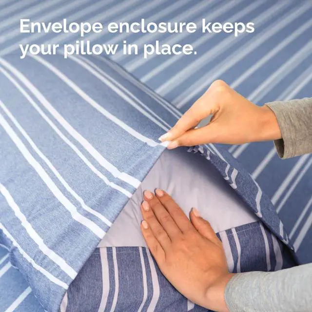 Alt view image 6 of 7 - King Standard Pillow Cases Set of 2 - Ultra-Soft Hotel Quality Pillowcase Covers - Comfy, Cozy & Fade Free - Wrinkle Resistant - Machine Washable Pillow Protectors - 2 Piece Set - Blue Stripes 3