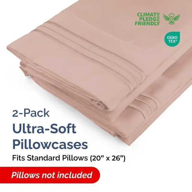 Alt view image 2 of 7 - Standard Pillow Cases Set of 2 - Ultra-Soft Hotel Quality Pillowcase Covers - Comfy & Wrinkle Free - Stain and Fade Resistant - Machine Washable Pillow Protectors - 2 Piece Set - Standard Mauve