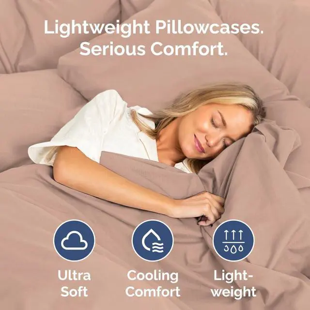 Alt view image 3 of 7 - Standard Pillow Cases Set of 2 - Ultra-Soft Hotel Quality Pillowcase Covers - Comfy & Wrinkle Free - Stain and Fade Resistant - Machine Washable Pillow Protectors - 2 Piece Set - Standard Mauve