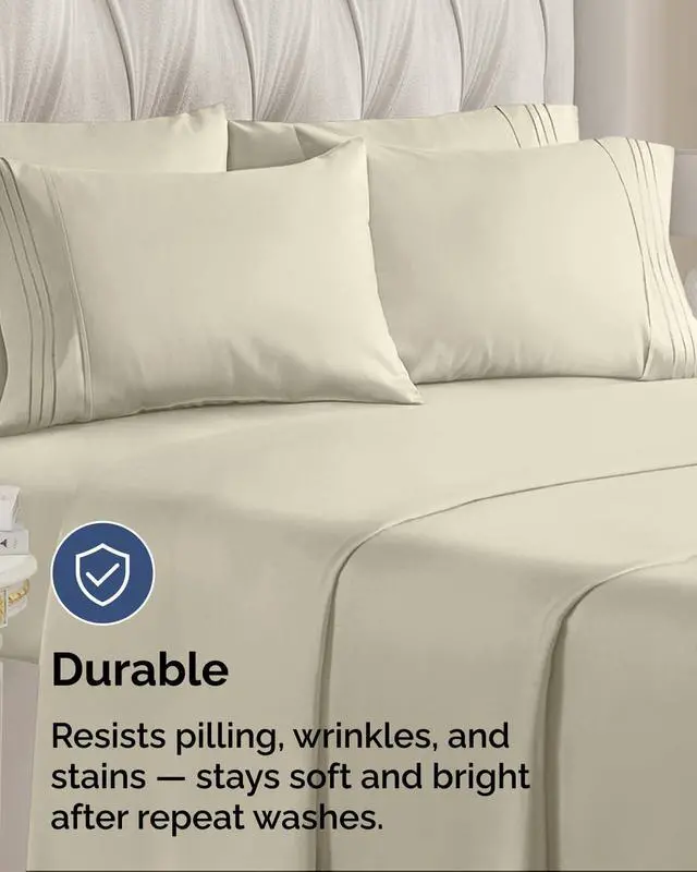 Alt view image 4 of 7 - King Standard Pillow Cases Set of 8 - Ultra Soft Hotel Quality Pillowcase Covers - Comfy & Wrinkle Free - Shrink & Fade Resistant - Easy-Care, Machine Washable Pillow Protectors - 8 Piece Set - Wheat