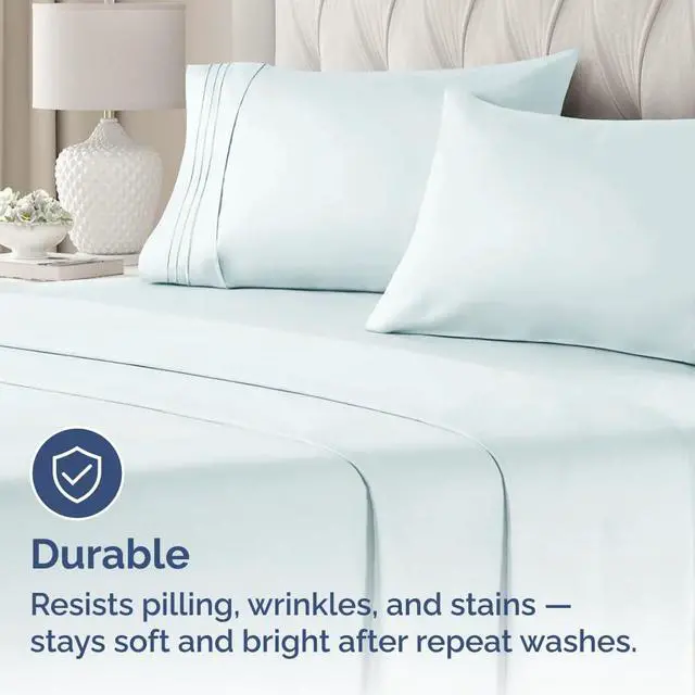 Alt view image 4 of 7 - Queen Pillow Cases Set of 4 - Ultra Soft Hotel Quality Pillowcase Covers - Comfy, Cozy & Wrinkle Free - Shrinkage, Stain & Fade Resistant - Machine Washable Pillow Protectors - 4 Piece Set - Ice Blue