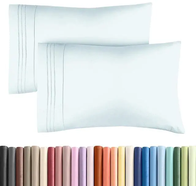 Main image of King Pillow Cases Set of 2 - Ultra Soft Hotel Quality Pillowcase Covers - Comfy, Cozy & Wrinkle Free - Shrinkage, Stain and Fade Resistant - Machine Washable Pillow Protectors - 2 Piece Set - Ice Blue