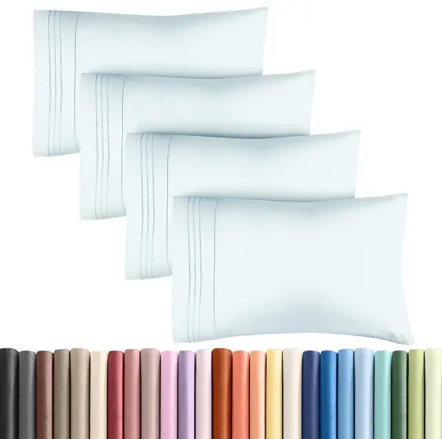 Main image of Queen Pillow Cases Set of 4 - Ultra Soft Hotel Quality Pillowcase Covers - Comfy, Cozy & Wrinkle Free - Shrinkage, Stain & Fade Resistant - Machine Washable Pillow Protectors - 4 Piece Set - Ice Blue