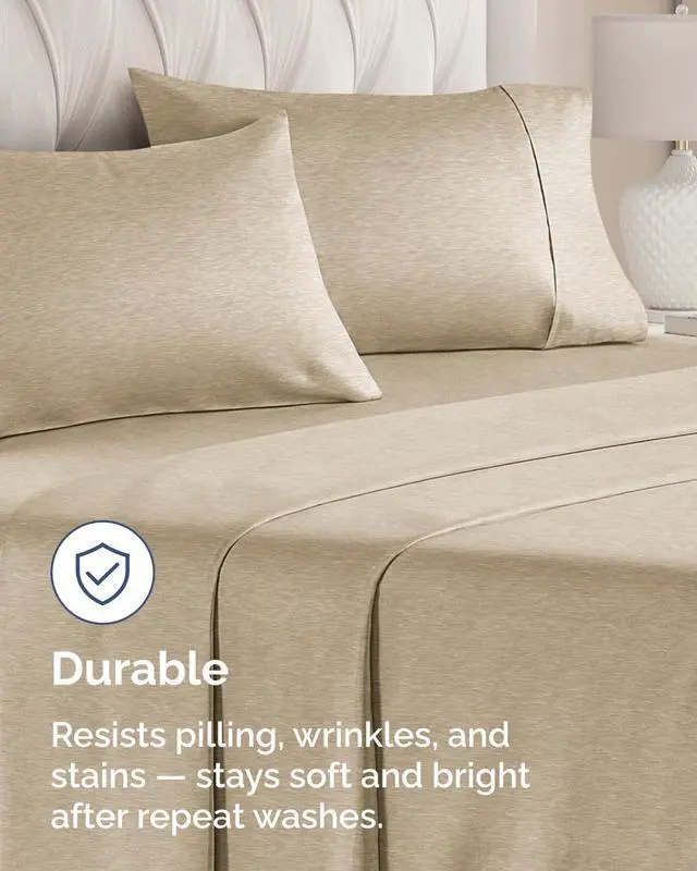 Alt view image 4 of 7 - King Pillow Cases Set of 8 - Ultra Soft Hotel Quality Pillowcase Covers - Comfy & Wrinkle Free - Stain & Fade Resistant - Easy-Care, Machine Washable Pillow Protectors - 8 Piece Set - Heathered Beige