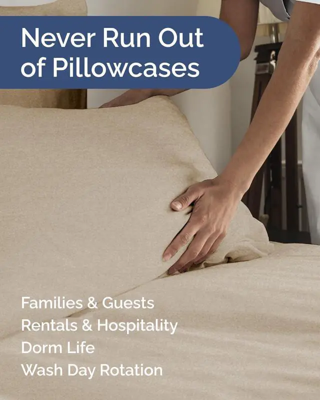 Alt view image 5 of 7 - King Pillow Cases Set of 8 - Ultra Soft Hotel Quality Pillowcase Covers - Comfy & Wrinkle Free - Stain & Fade Resistant - Easy-Care, Machine Washable Pillow Protectors - 8 Piece Set - Heathered Beige