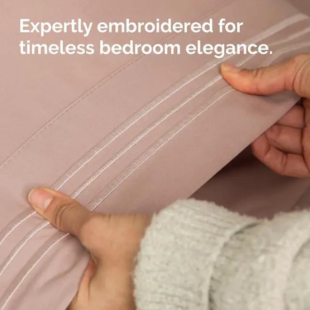 Alt view image 6 of 7 - Standard Pillow Cases Set of 2 - Ultra-Soft Hotel Quality Pillowcase Covers - Comfy & Wrinkle Free - Stain and Fade Resistant - Machine Washable Pillow Protectors - 2 Piece Set - Standard Mauve