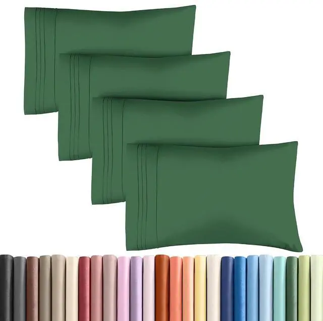 Main image of Queen Pillow Cases Set of 4 - Ultra Soft Hotel Quality Pillowcase Covers - Comfy, Cozy & Wrinkle Free - Shrinkage and Fade Resistant - Machine Washable Pillow Protectors - 4 Piece Set - Emerald Green