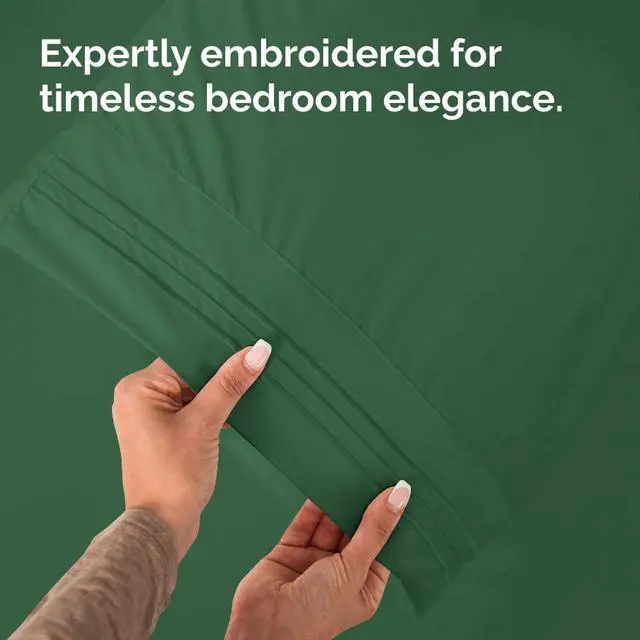 Alt view image 6 of 7 - Queen Pillow Cases Set of 4 - Ultra Soft Hotel Quality Pillowcase Covers - Comfy, Cozy & Wrinkle Free - Shrinkage and Fade Resistant - Machine Washable Pillow Protectors - 4 Piece Set - Emerald Green