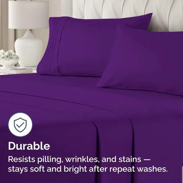 Alt view image 4 of 7 - King Standard Pillow Cases Set of 4 - Soft Hotel Quality Pillowcase Covers - Comfy Bedding for Women, Men, Kids & Teens - Machine Washable Pillow Protectors - 4 Piece Set - King Standard Size Purple