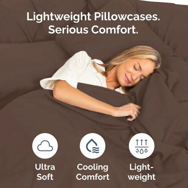 Alt view image 3 of 7 - Queen Pillow Cases Set of 8 - Ultra Soft Hotel Quality Pillowcase Covers - Comfy & Wrinkle Free - Shrink, Stain and Fade Resistant - Easy-Care, Machine Washable Pillow Protectors - 8 Pcs Set - Brown