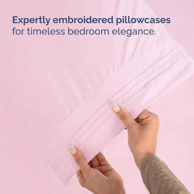 Alt view image 6 of 7 - Queen Size 4 Piece Sheet Set - Comfy Breathable & Cooling Sheets - Hotel Luxury Bed Sheets for Women & Men - Deep Pockets, Easy-Fit, Soft and Wrinkle Free Sheets - Light Pink Oeko-Tex Bed Sheet Set