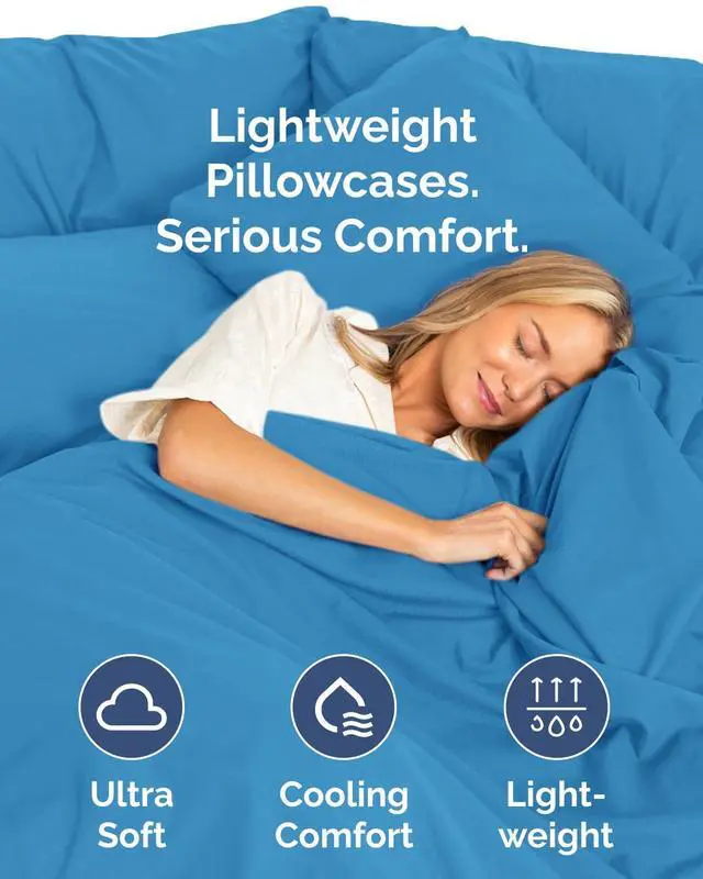 Alt view image 3 of 7 - King Standard Pillow Cases Set of 10 - Ultra Soft Hotel Quality Pillowcase Covers - Cozy & Wrinkle Free - Stain & Fade Resistant - Soft, Machine Washable Pillow Protectors - 10 Piece Set - Denim Blue