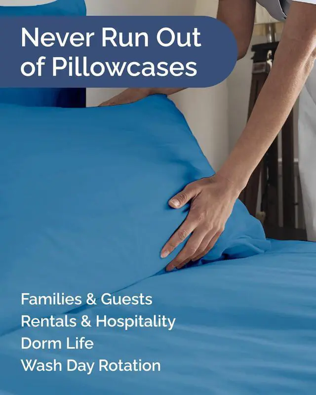 Alt view image 5 of 7 - King Standard Pillow Cases Set of 10 - Ultra Soft Hotel Quality Pillowcase Covers - Cozy & Wrinkle Free - Stain & Fade Resistant - Soft, Machine Washable Pillow Protectors - 10 Piece Set - Denim Blue