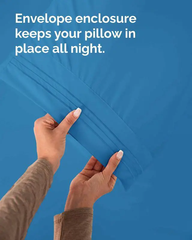 Alt view image 7 of 7 - King Standard Pillow Cases Set of 10 - Ultra Soft Hotel Quality Pillowcase Covers - Cozy & Wrinkle Free - Stain & Fade Resistant - Soft, Machine Washable Pillow Protectors - 10 Piece Set - Denim Blue