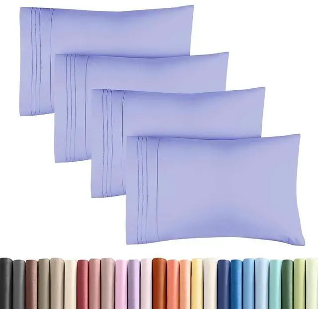 Main image of Standard Pillow Cases Set of 4 - Ultra Soft Hotel Quality Pillowcase Covers - Comfy Bedding for Women, Men, Kids & Teens - Machine Washable Pillow Protectors - 4 Piece Set - Standard Size Lavender