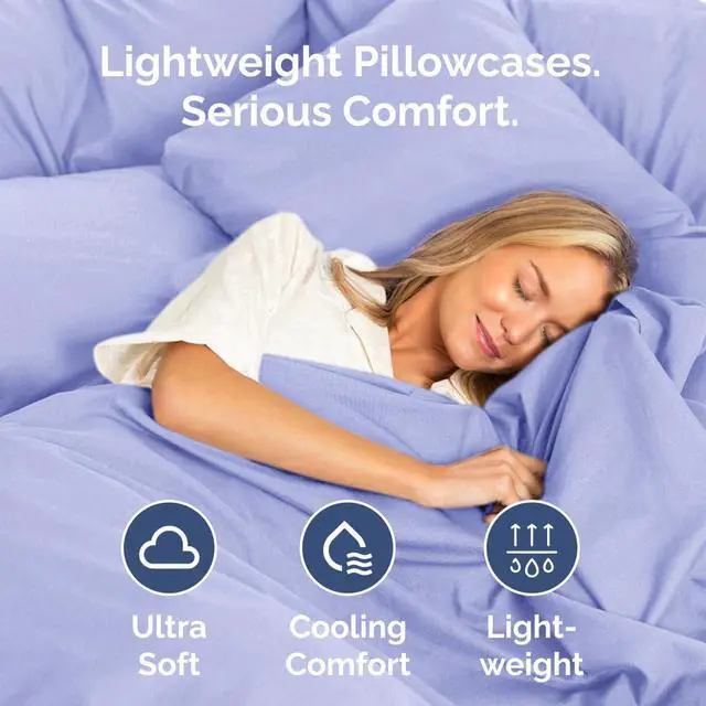 Alt view image 3 of 7 - Standard Pillow Cases Set of 4 - Ultra Soft Hotel Quality Pillowcase Covers - Comfy Bedding for Women, Men, Kids & Teens - Machine Washable Pillow Protectors - 4 Piece Set - Standard Size Lavender