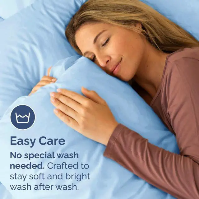 Alt view image 5 of 7 - King Pillow Cases Set of 4 - Ultra Soft Hotel Quality Pillowcase Covers - Comfy, Cozy & Wrinkle Free - Shrinkage, Stain & Fade Resistant - Machine Washable Pillow Protectors - 4 Piece Set - Light Blue