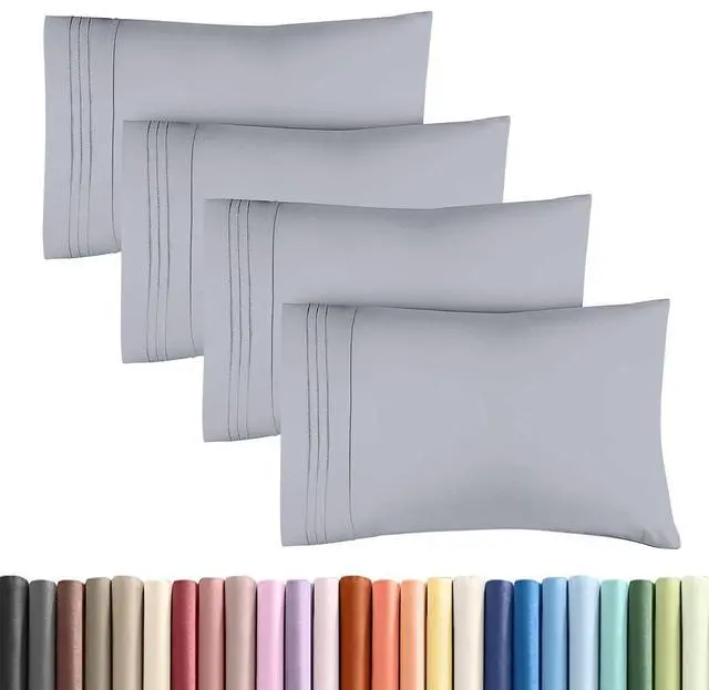 Main image of Standard Pillow Cases Set of 4 - Ultra Soft Hotel Quality Pillowcase Covers - Comfy Bedding for Women, Men, Kids & Teens - Machine Washable Pillow Protectors - 4 Piece Set - Standard Size Steel Blue