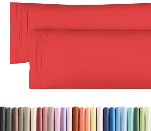 Main image of Body Pillowcases Set of 2-20x54 Long Body Pillow Case - Soft Body Pillow Cover for Sleeping & Side Sleepers - Comfy, Wrinkle & Fade Free - Machine Washable w/Envelope Enclosure Red