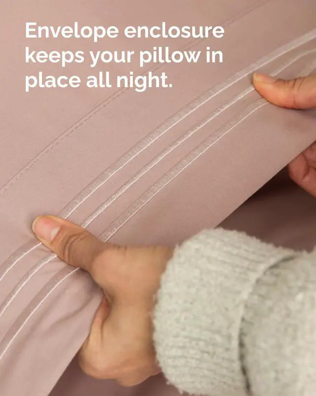 Alt view image 7 of 7 - Queen Pillow Cases Set of 10 - Ultra Soft Hotel Quality Pillowcase Covers - Comfy & Wrinkle Free - Shrink & Fade Resistant - Soft, Easy-Care, Machine Washable Pillow Protectors - 10 Piece Set - Mauve