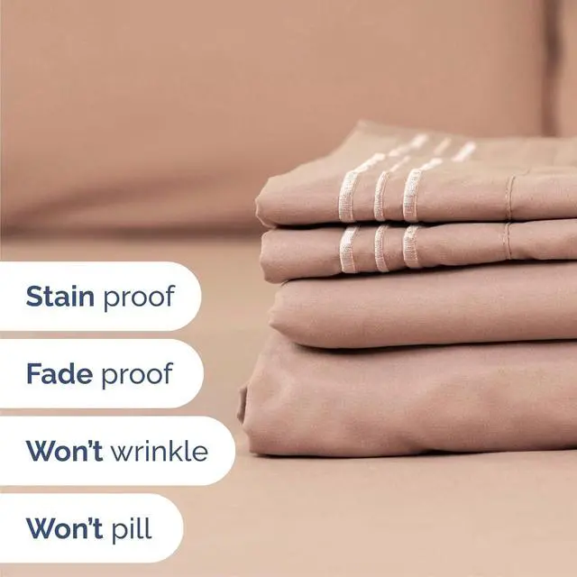 Alt view image 5 of 7 - Cal King Size 4 Piece Sheet Set - Comfy Breathable & Cooling Sheets - Hotel Luxury Bed Sheets for Women & Men - Deep Pockets, Easy-Fit, Extra Soft & Wrinkle Free Sheets - Mauve Oeko-Tex Bed Sheet Set