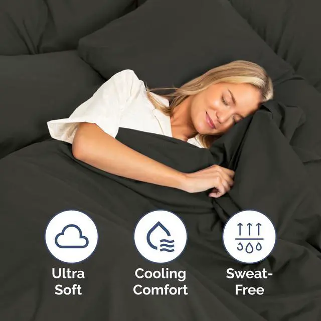 Alt view image 4 of 7 - Full Size 4 Piece Sheet Set - Comfy Breathable & Cooling Sheets - Hotel Luxury Bed Sheets for Women & Men - Deep Pockets, Easy-Fit, Extra Soft & Wrinkle Free Sheets - Charcoal Oeko-Tex Bed Sheet Set
