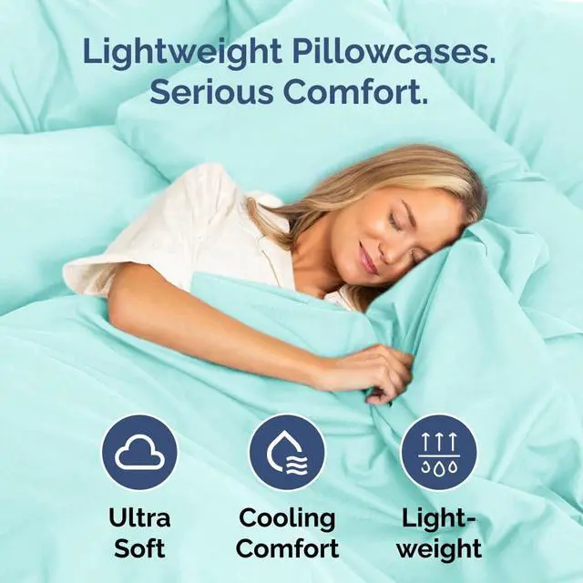 Alt view image 3 of 7 - King Pillow Cases Set of 4 - Ultra Soft Hotel Quality Pillowcase Covers - Comfy, Cozy & Wrinkle Free - Shrinkage, Stain and Fade Resistant - Machine Washable Pillow Protectors - 4 Piece Set - Spa Blue