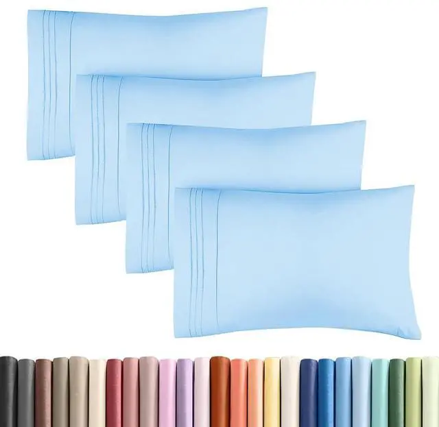 Main image of King Standard Pillow Cases Set of 4 - Soft Hotel Quality Pillowcase Covers - Comfy Bedding for Women, Men, Kids & Teens - Machine Washable Pillow Protectors - 4 Piece Set - King Standard Light Blue