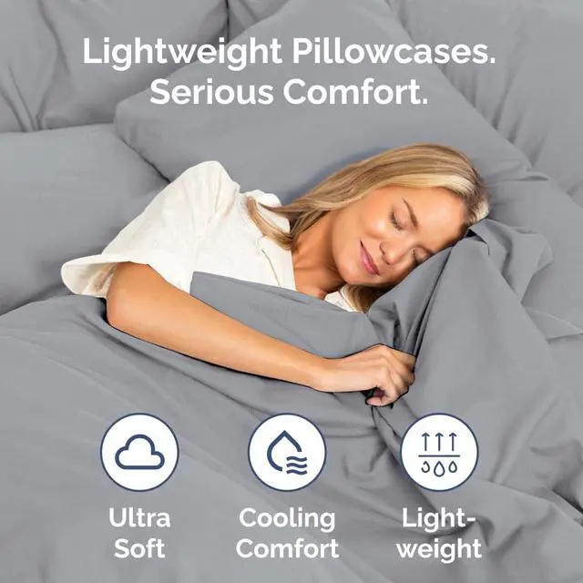 Alt view image 3 of 7 - Standard Pillow Cases Set of 4 - Ultra Soft Hotel Quality Pillowcase Covers - Comfy Bedding for Women, Men, Kids & Teens - Machine Washable Pillow Protectors - 4 Piece Set - Standard Size Steel Blue