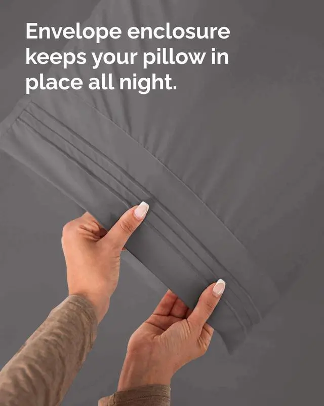 Alt view image 7 of 7 - King Standard Pillow Cases Set of 10 - Ultra Soft Hotel Quality Pillowcase Covers - Comfy & Wrinkle Free - Stain & Fade Resistant - Soft, Machine Washable Pillow Protectors - 10 Piece Set - Dark Grey