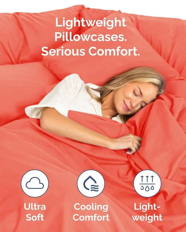 Alt view image 3 of 7 - Standard Pillow Cases Set of 10 - Ultra Soft Hotel Quality Pillowcase Covers - Cozy & Wrinkle Free - Shrink, Stain and Fade Resistant - Soft, Machine Washable Pillow Protectors - 10 Piece Set - Coral