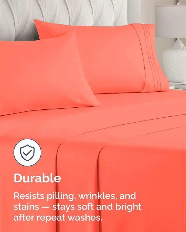 Alt view image 4 of 7 - Standard Pillow Cases Set of 10 - Ultra Soft Hotel Quality Pillowcase Covers - Cozy & Wrinkle Free - Shrink, Stain and Fade Resistant - Soft, Machine Washable Pillow Protectors - 10 Piece Set - Coral