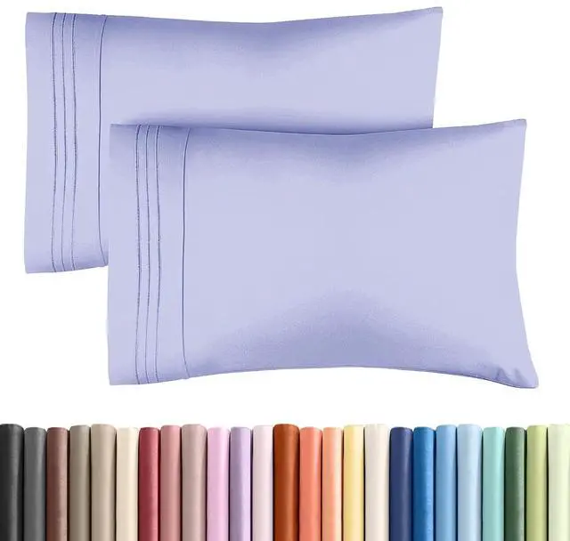 Main image of Queen Pillow Cases Set of 2 - Ultra Soft Hotel Quality Pillowcase Covers - Comfy, Cozy & Wrinkle Free - Shrinkage, Stain & Fade Resistant - Machine Washable Pillow Protectors - 2 Piece Set - Lavender