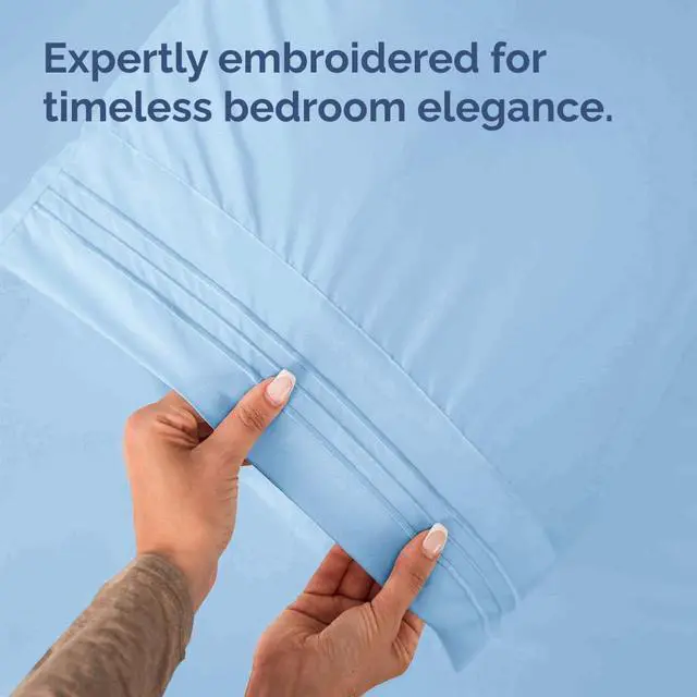 Alt view image 6 of 7 - King Standard Pillow Cases Set of 4 - Soft Hotel Quality Pillowcase Covers - Comfy Bedding for Women, Men, Kids & Teens - Machine Washable Pillow Protectors - 4 Piece Set - King Standard Light Blue