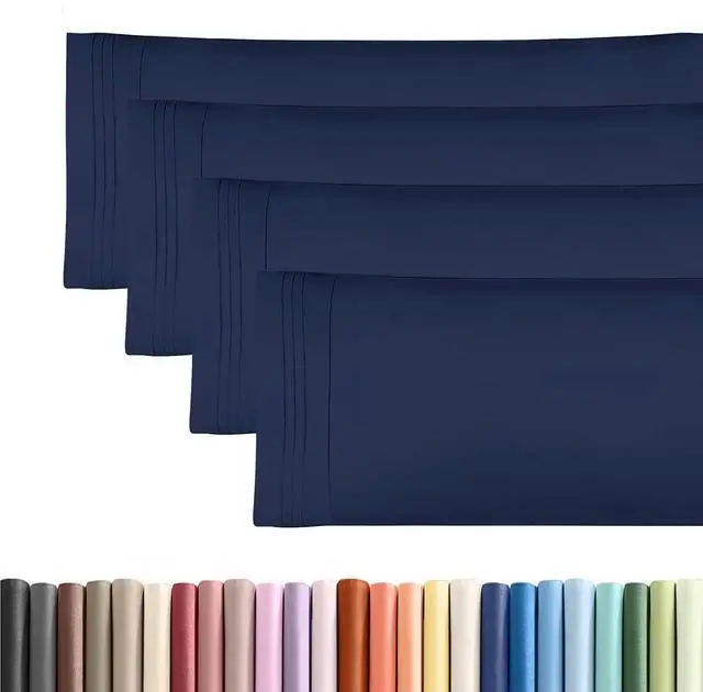 Main image of Body Pillowcases Set of 4-20x54 Long Body Pillow Case - Soft Body Pillow Cover for Sleeping & Side Sleepers - Comfy, Breathable & Fade Free - Machine Washable with Envelope Enclosure - (Navy Blue)