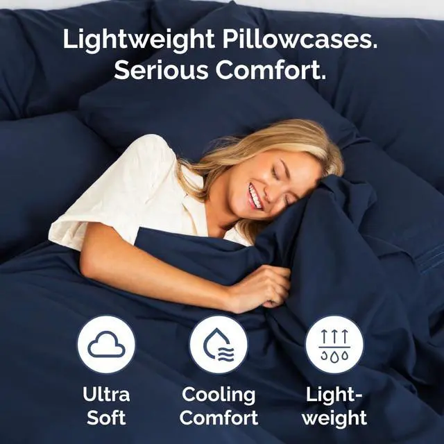 Alt view image 3 of 7 - Body Pillowcases Set of 4-20x54 Long Body Pillow Case - Soft Body Pillow Cover for Sleeping & Side Sleepers - Comfy, Breathable & Fade Free - Machine Washable with Envelope Enclosure - (Navy Blue)