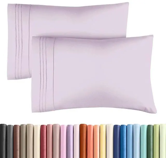 Main image of Queen Pillow Cases Set of 2 - Ultra Soft Hotel Quality Pillowcase Covers - Comfy, Cozy & Wrinkle Free - Shrinkage and Fade Resistant - Machine Washable Pillow Protectors - 2 Piece Set - Light Lavender