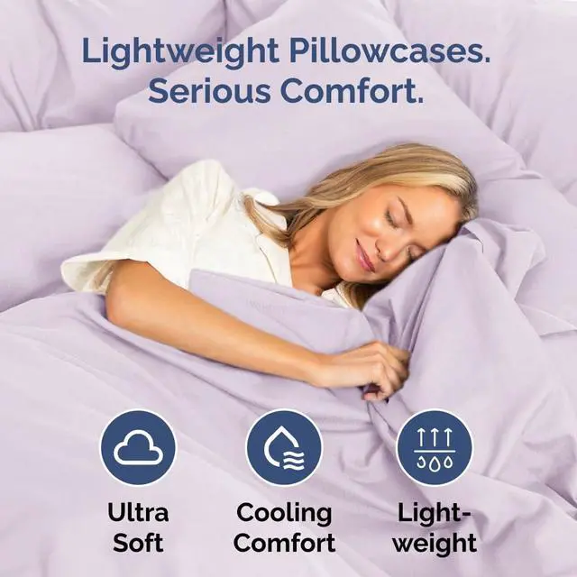 Alt view image 3 of 7 - Queen Pillow Cases Set of 2 - Ultra Soft Hotel Quality Pillowcase Covers - Comfy, Cozy & Wrinkle Free - Shrinkage and Fade Resistant - Machine Washable Pillow Protectors - 2 Piece Set - Light Lavender