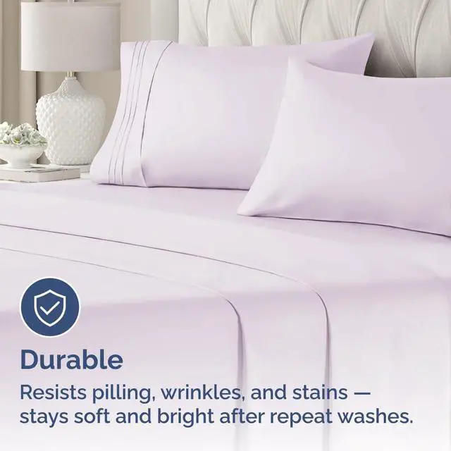 Alt view image 4 of 7 - Queen Pillow Cases Set of 2 - Ultra Soft Hotel Quality Pillowcase Covers - Comfy, Cozy & Wrinkle Free - Shrinkage and Fade Resistant - Machine Washable Pillow Protectors - 2 Piece Set - Light Lavender