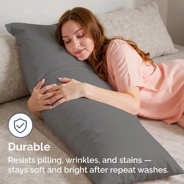 Alt view image 4 of 7 - Body Pillowcases Set of 2-20x54 Long Body Pillow Case - Soft Body Pillow Cover for Sleeping & Side Sleepers - Comfy, Breathable & Wrinkle Free - Machine Washable w/Envelope Enclosure (Dark Grey)