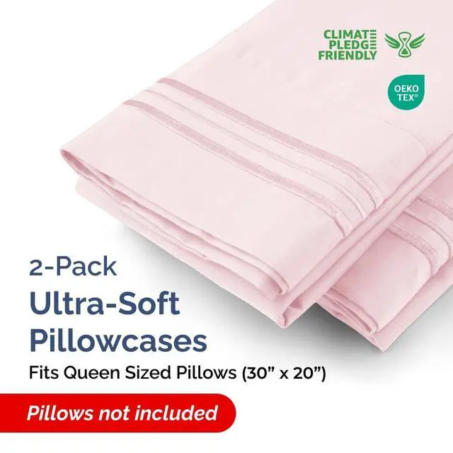Alt view image 2 of 7 - Queen Pillow Cases Set of 2 - Ultra Soft Hotel Quality Pillowcase Covers - Comfy, Cozy & Wrinkle Free - Shrinkage and Fade Resistant - Machine Washable Pillow Protectors - 2 Piece Set - Lavender Pink