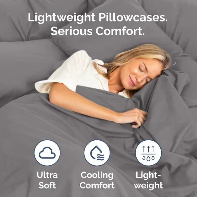 Alt view image 3 of 7 - Queen Pillow Cases Set of 4 - Ultra Soft Hotel Quality Pillowcase Covers - Comfy, Cozy & Wrinkle Free - Shrinkage, Stain & Fade Resistant - Machine Washable Pillow Protectors - 4 Piece Set - Dark Grey
