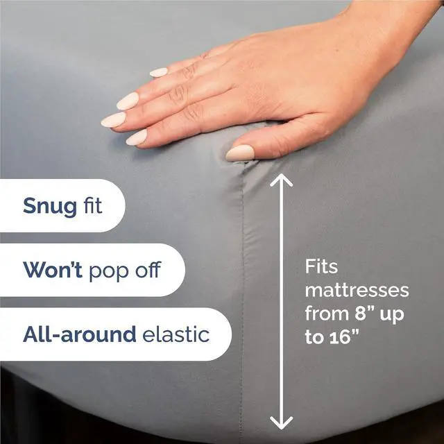 Alt view image 3 of 7 - Full Size 4 Piece Sheet Set - Comfy Breathable & Cooling Sheets - Hotel Luxury Bed Sheets for Women and Men - Deep Pockets, Easy-Fit, Soft and Wrinkle Free Sheets - Steel Blue Oeko-Tex Bed Sheet Set