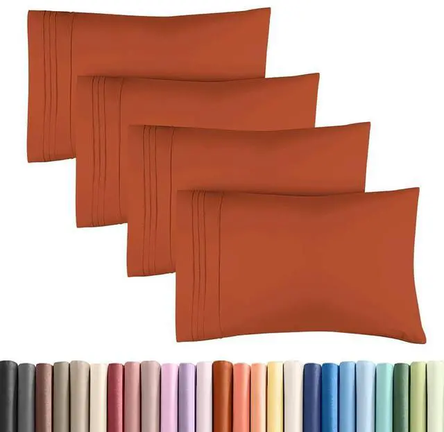 Main image of King Standard Pillow Cases Set of 4 - Soft Hotel Quality Pillowcase Covers - Comfy Bedding for Women, Men, Kids & Teens - Machine Washable Pillow Protectors - 4 Piece Set - King Standard Terracotta