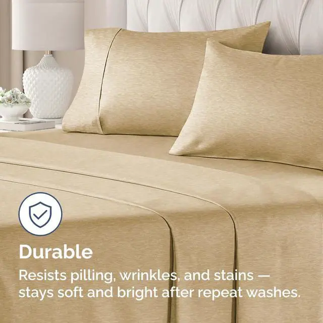 Alt view image 4 of 7 - Standard Pillow Cases Set of 4 - Ultra Soft Hotel Quality Pillowcase Covers - Comfy Bedding for Women, Men, Kids & Teens - Machine Washable Pillow Protectors - 4 Piece - Standard Size Heathered Tan