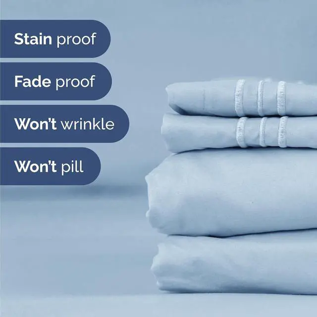 Alt view image 5 of 7 - Queen Size 4 Piece Sheet Set - Comfy Breathable & Cooling Sheets - Hotel Luxury Bed Sheets for Women & Men - Deep Pockets, Easy-Fit, Extra Soft & Wrinkle Free Sheets - Sky Blue Oeko-Tex Bed Sheet Set