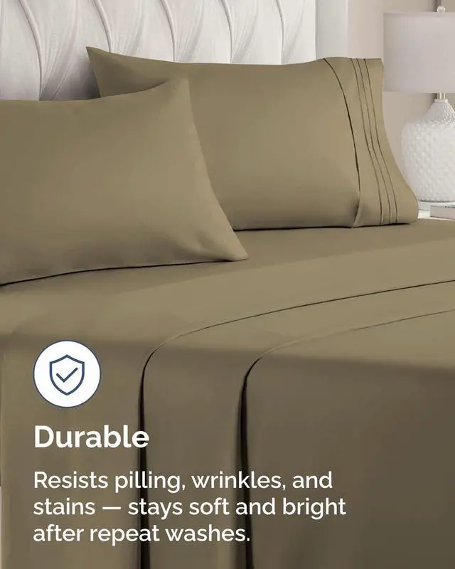 Alt view image 4 of 7 - King Standard Pillow Cases Set of 8 - Ultra Soft Hotel Quality Pillowcase Covers - Comfy & Wrinkle Free - Shrink & Fade Resistant - Easy-Care, Machine Washable Pillow Protectors - 8 Piece Set - Khaki