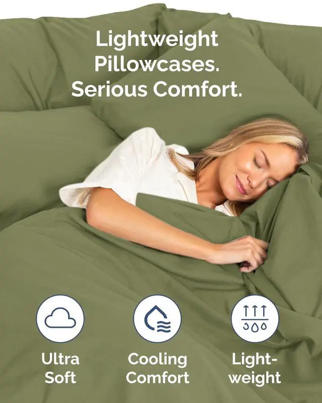 Alt view image 3 of 7 - King Standard Pillow Cases Set of 10 - Ultra Soft Hotel Quality Pillowcase Covers - Cozy & Wrinkle Free - Stain & Fade Resistant - Soft, Machine Washable Pillow Protectors - 10 Piece Set - Sage Green
