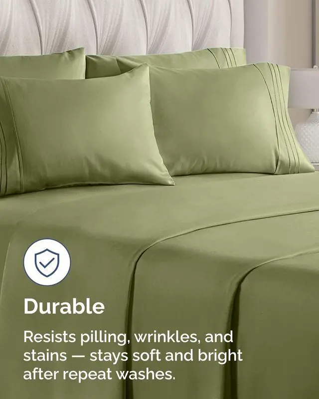 Alt view image 4 of 7 - King Standard Pillow Cases Set of 10 - Ultra Soft Hotel Quality Pillowcase Covers - Cozy & Wrinkle Free - Stain & Fade Resistant - Soft, Machine Washable Pillow Protectors - 10 Piece Set - Sage Green