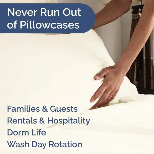 Alt view image 5 of 7 - King Pillow Cases Set of 8 - Ultra Soft Hotel Quality Pillowcase Covers - Comfy. Cozy & Wrinkle Free - Shrink, Stain and Fade Resistant - Machine Washable Pillow Protectors - 8 Piece Set - Off White